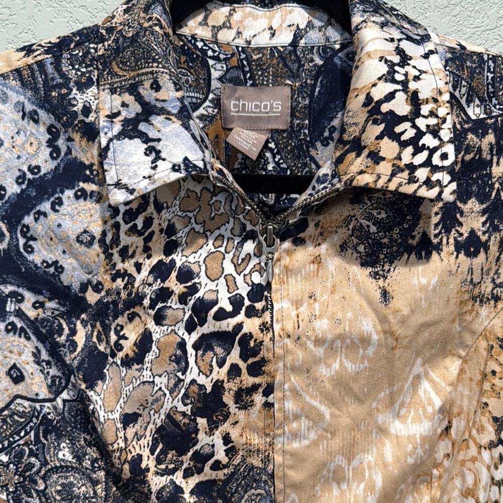 Chico's Multicolor Pattern Zip Up Jacket - image 3